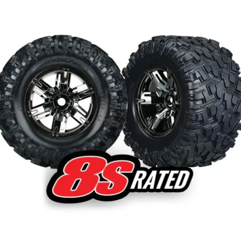 7772A Traxxas Tires & wheels, assembled, glued X-Maxx black chrome wheel - Little Painter Art | Exploring the Endless Possibilities of Art| Shop All