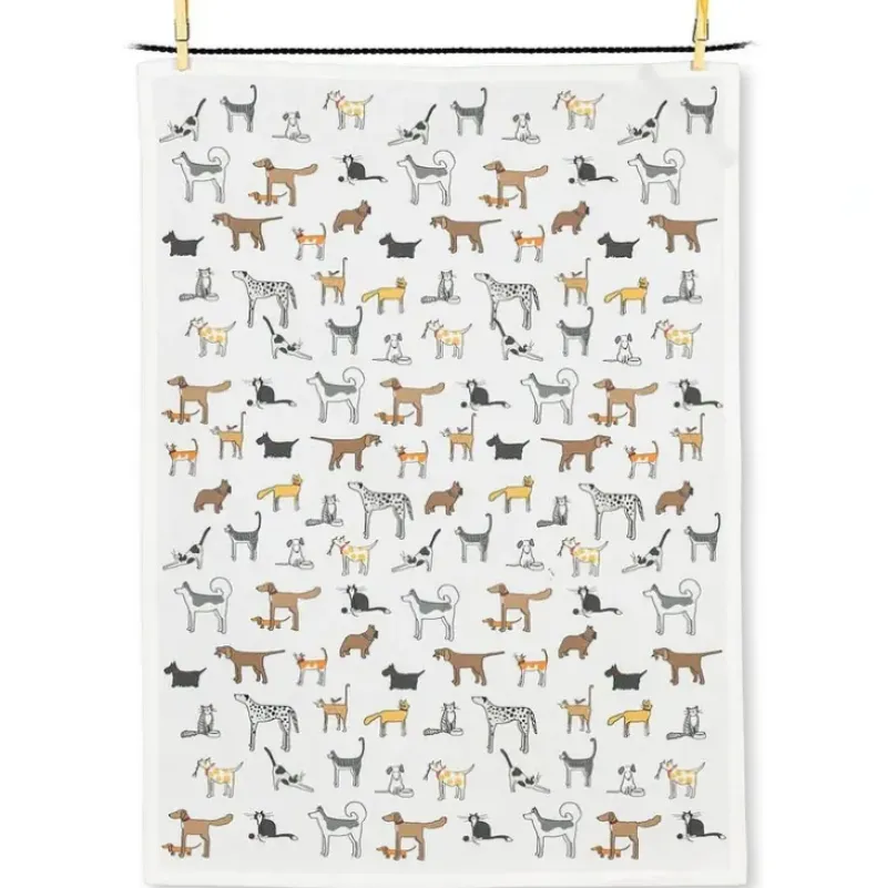 Abbott Cotton Tea Towel - Cat & Dog - Little Painter Art | Exploring the Endless Possibilities of Art| Shop All