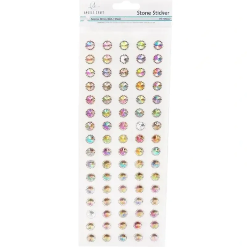 Angels Craft Rhinestone Stickers - Round Iridescent with Gold Border - Little Painter Art | Exploring the Endless Possibilities of Art| Shop All