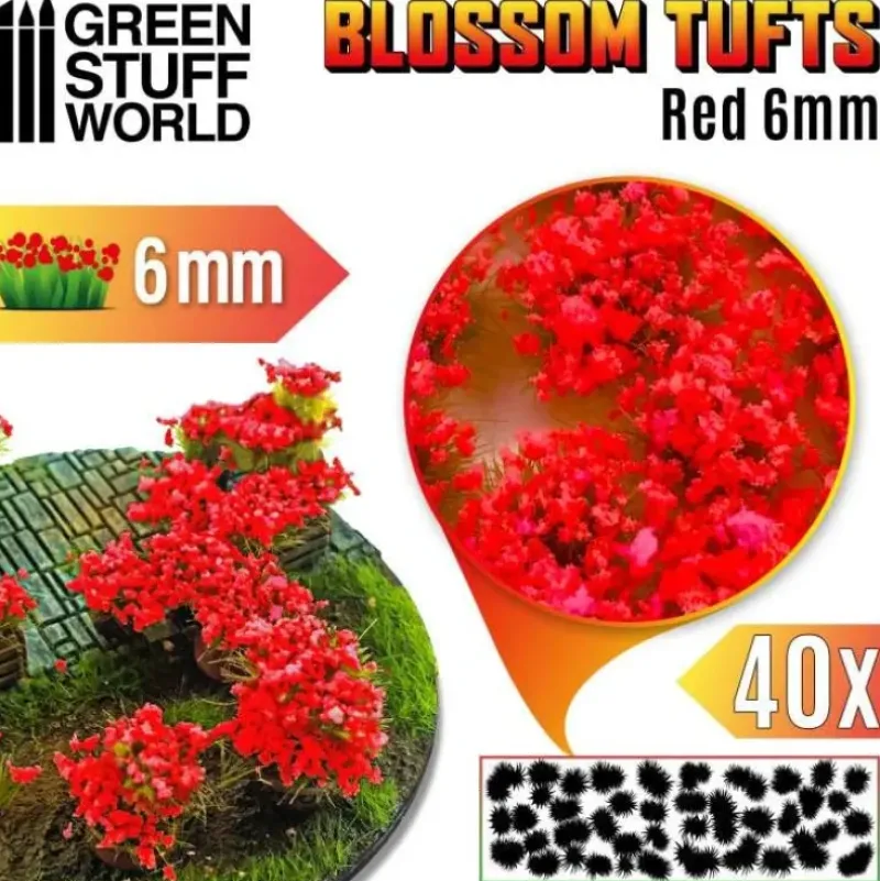 Blossom TUFTS - 6mm self-adhesive - RED Flowers - Little Painter Art | Exploring the Endless Possibilities of Art| Shop All