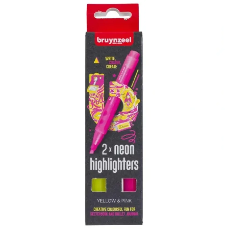 Bruynz Highlighter Set 2pk - Yellow & Pink - Little Painter Art | Exploring the Endless Possibilities of Art| Pigment