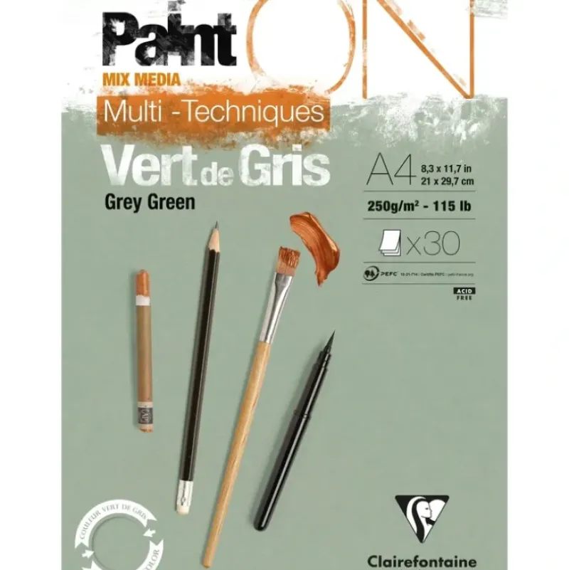 Clairefontaine Paint On Multi-Techniques Grey Green Pads - Little Painter Art | Exploring the Endless Possibilities of Art| Shop All