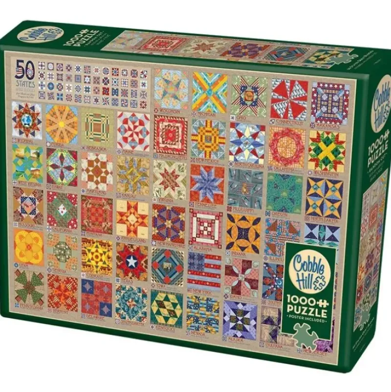 Cobble Hill 1000pc Puzzle - 50 States Quilt Blocks - Little Painter Art | Exploring the Endless Possibilities of Art| Hot