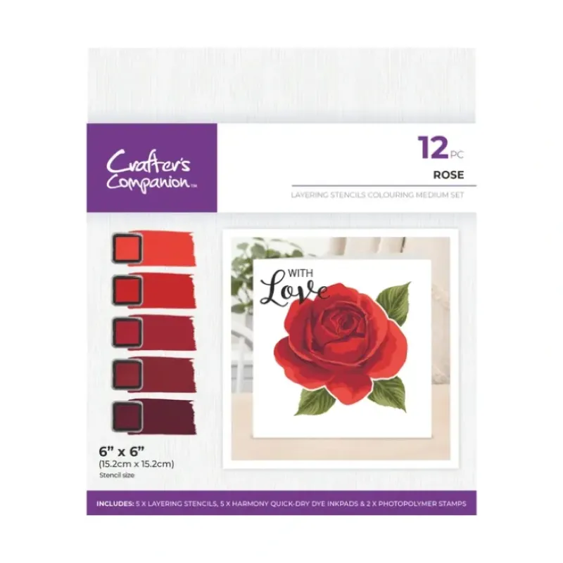 Crafters Companion - Layering Stencils Colouring Medium Set - Rose - Little Painter Art | Exploring the Endless Possibilities of Art| Shop All