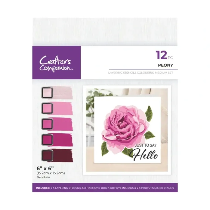 Crafters Companion - Layering Stencils Colouring Medium Set- Peony - Little Painter Art | Exploring the Endless Possibilities of Art| Shop All