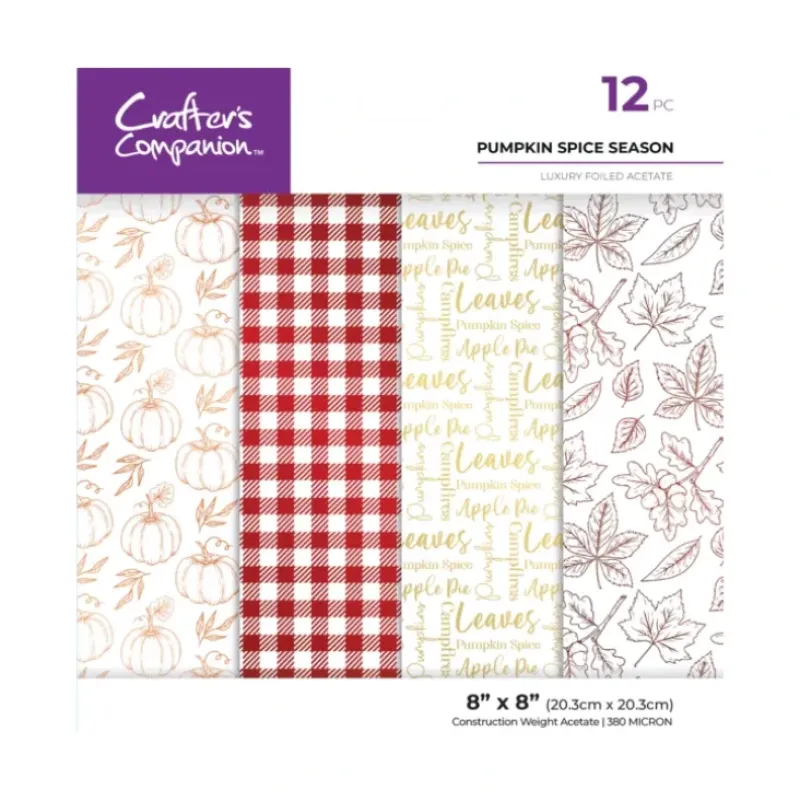Crafters Companion 8 x 8 Luxury Foiled Acetate Pack - Pumpkin Spice Season - Little Painter Art | Exploring the Endless Possibilities of Art| Shop All