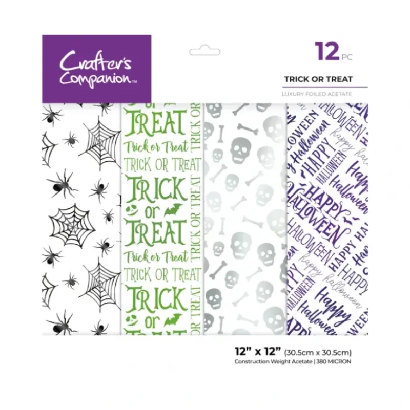 Crafters Companion 12 x 12 Luxury Foiled Acetate Pack - Trick or Treat - Little Painter Art | Exploring the Endless Possibilities of Art| Shop All