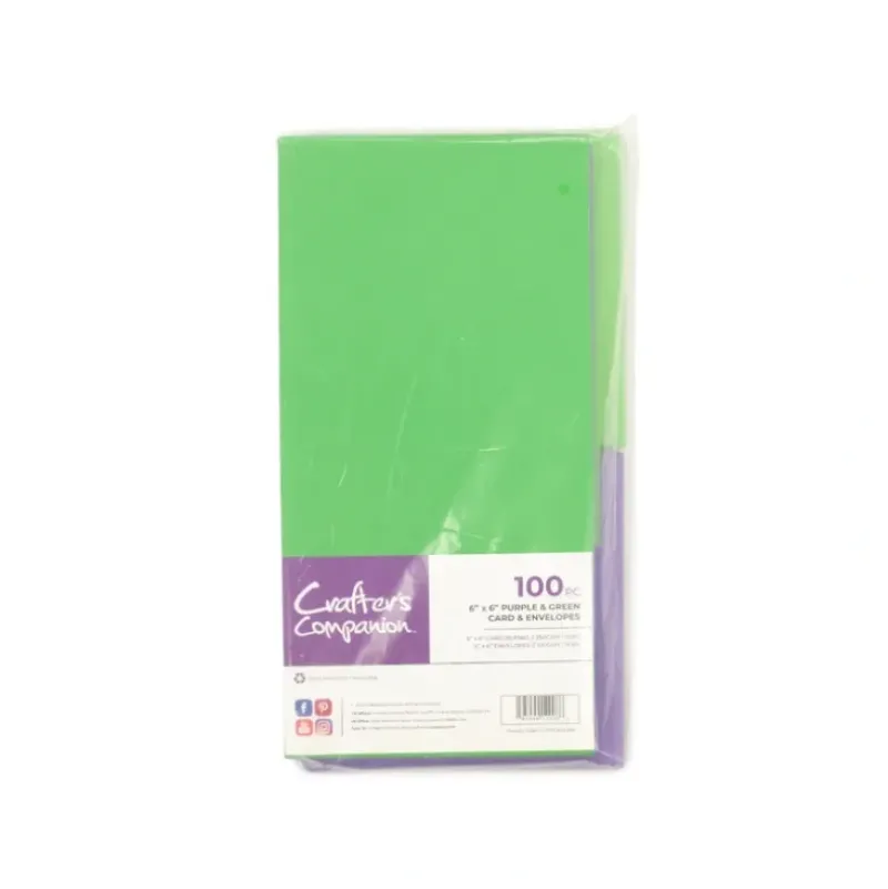 Crafter's Companion - 6"x6" Purple & Green Card & Envelopes 100pc - Little Painter Art | Exploring the Endless Possibilities of Art| Canvas