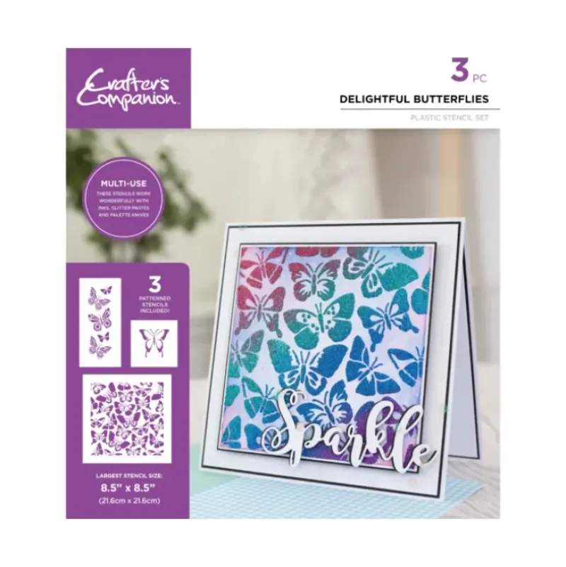Crafters Companion Stencil Set - Delightful Butterflies - Little Painter Art | Exploring the Endless Possibilities of Art| Canvas