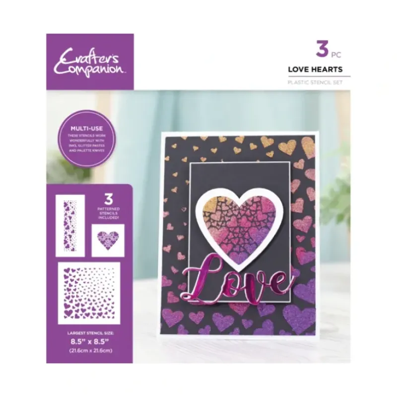 Crafters Companion Stencil Set - Love Hearts - Little Painter Art | Exploring the Endless Possibilities of Art| Canvas