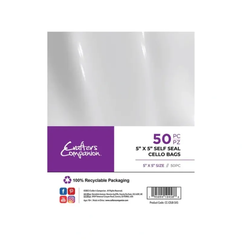 Crafter's Companion 5"x 5" Self Seal Cello Bags - 50 Pack - Little Painter Art | Exploring the Endless Possibilities of Art| Shop All