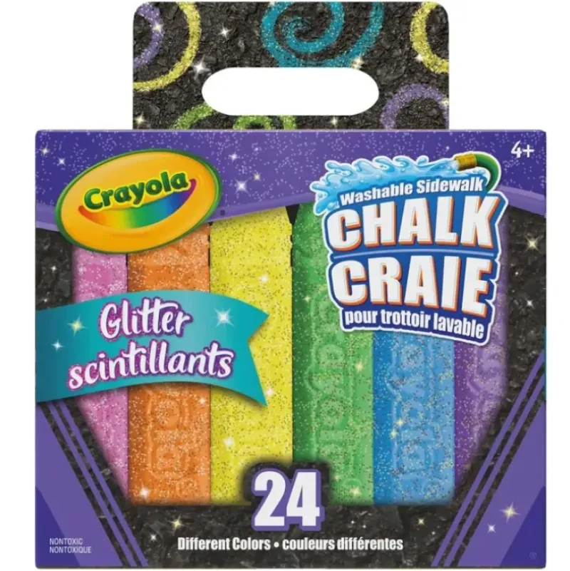 Crayola Sidewalk Chalk 24pk Glitter Colours - Little Painter Art | Exploring the Endless Possibilities of Art| Shop All