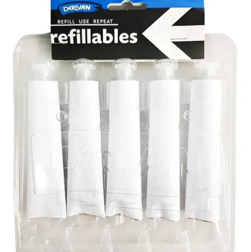 Derivan Refillables 5X40ML Aluminium Empty Paint Tubes with Flip Top Cap - Little Painter Art | Exploring the Endless Possibilities of Art| Shop All