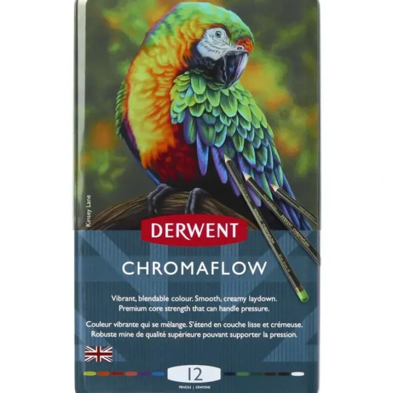 Derwent Chromaflow Pencil 12 Tin Set - Little Painter Art | Exploring the Endless Possibilities of Art| Pigment