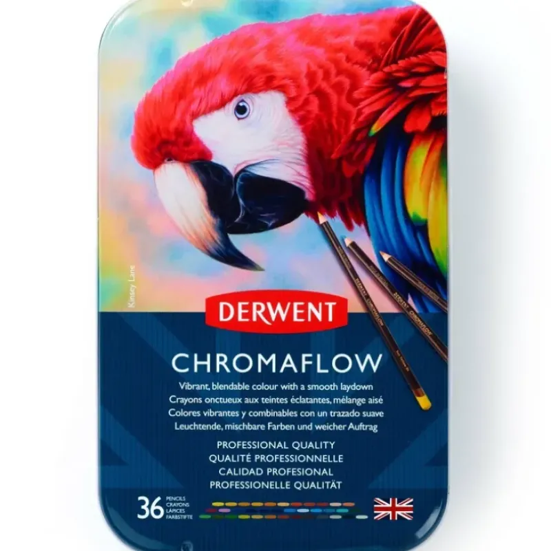 Derwent Chromaflow Pencils - Set of 36 - FREE Set of 2 Blender Pens - Little Painter Art | Exploring the Endless Possibilities of Art| Pigment