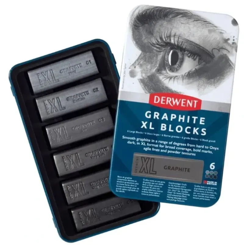 Derwent Graphite XL Blocks Tin Set of 6 - Little Painter Art | Exploring the Endless Possibilities of Art| Shop All