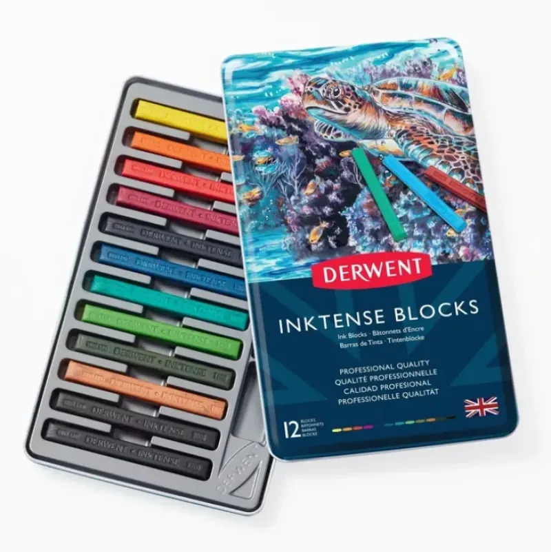 Derwent Inktense Watercolour Ink Blocks - Tin of 12 - Little Painter Art | Exploring the Endless Possibilities of Art| Pigment