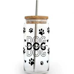 DIYxe Glass Tumbler with Lid & Straw - Dog Mama - Little Painter Art | Exploring the Endless Possibilities of Art| Shop All
