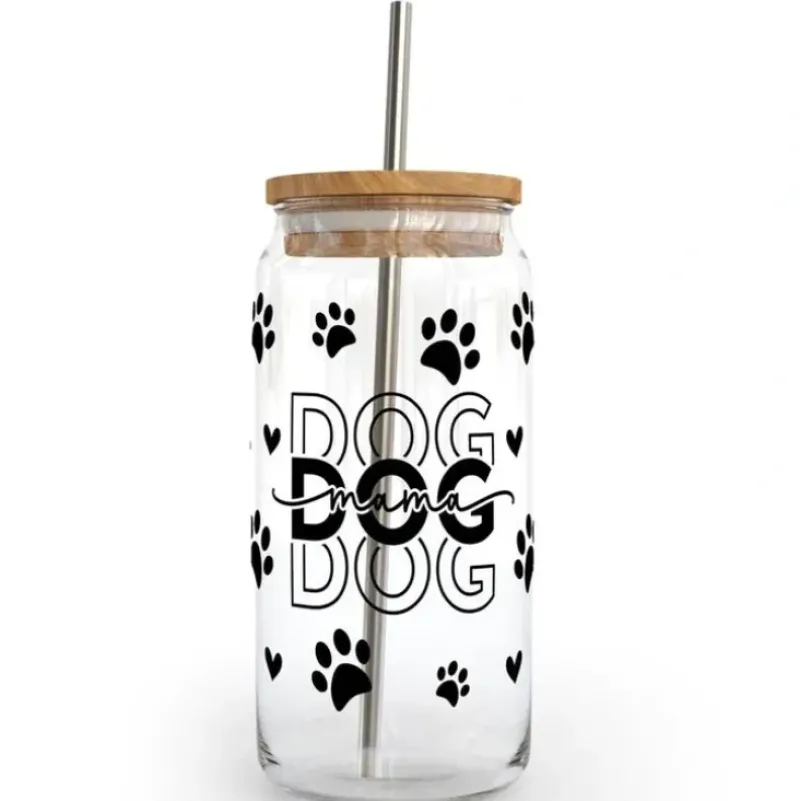 DIYxe Glass Tumbler with Lid & Straw - Dog Mama - Little Painter Art | Exploring the Endless Possibilities of Art| Shop All