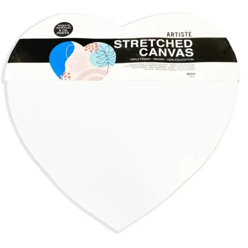 Docrafts Artiste Stretched Heart Canvas 40cm - 380gsm - Pack of 2 - Little Painter Art | Exploring the Endless Possibilities of Art| Canvas