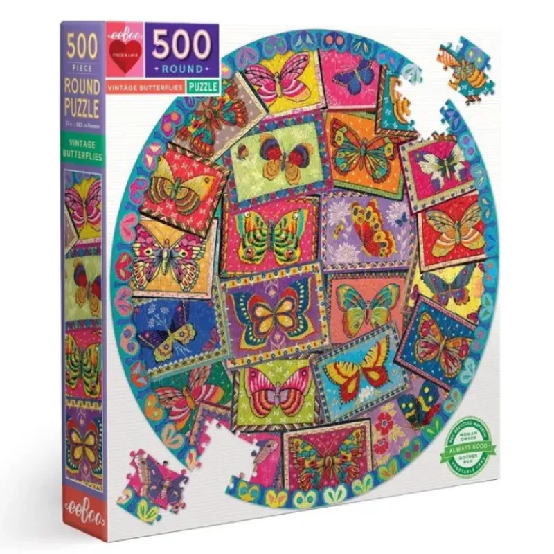 Shop All^eeBoo 500pc Round Puzzle - Vintage Butterflies - Little Painter Art | Exploring the Endless Possibilities of Art