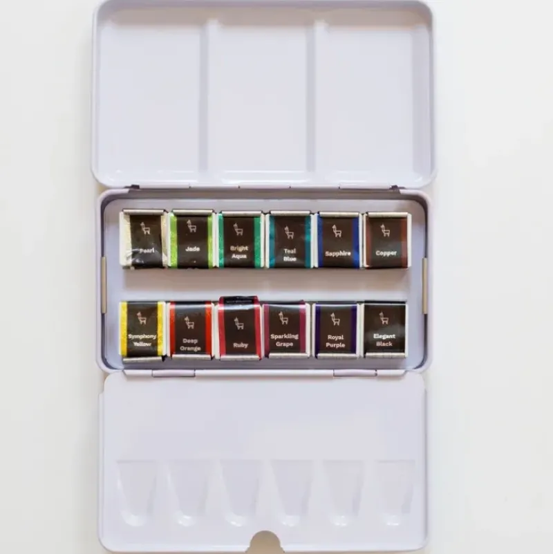 Etchr Pearlescent Watercolours: Versatile 12 Half Pan Set - Little Painter Art | Exploring the Endless Possibilities of Art| Shop All