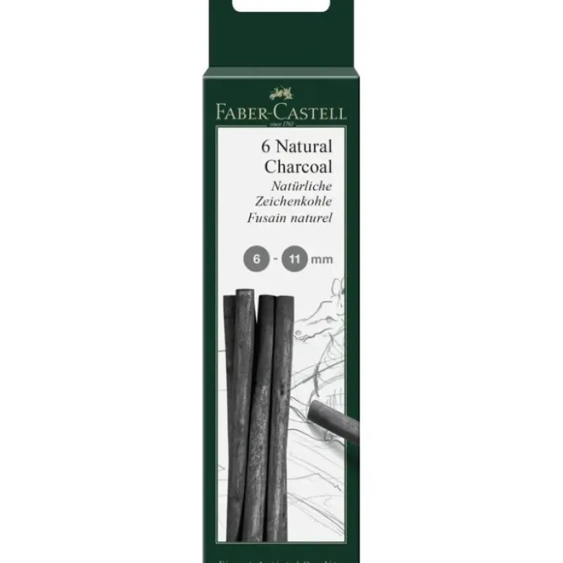 Shop All^Faber-Castell Pitt Natural Charcoal Sticks Pack of 6 (6-11 mm) - Little Painter Art | Exploring the Endless Possibilities of Art