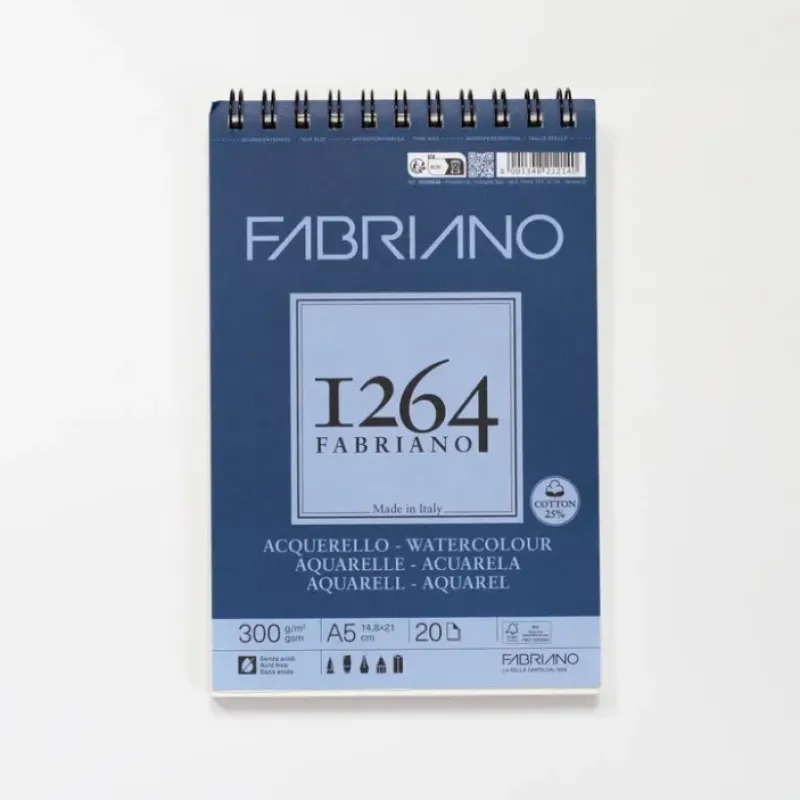 Shop All^Fabriano 1264 aquarelblok met spiraal 20 vellen 300gr /m 14,8x21cm (A5) - Little Painter Art | Exploring the Endless Possibilities of Art
