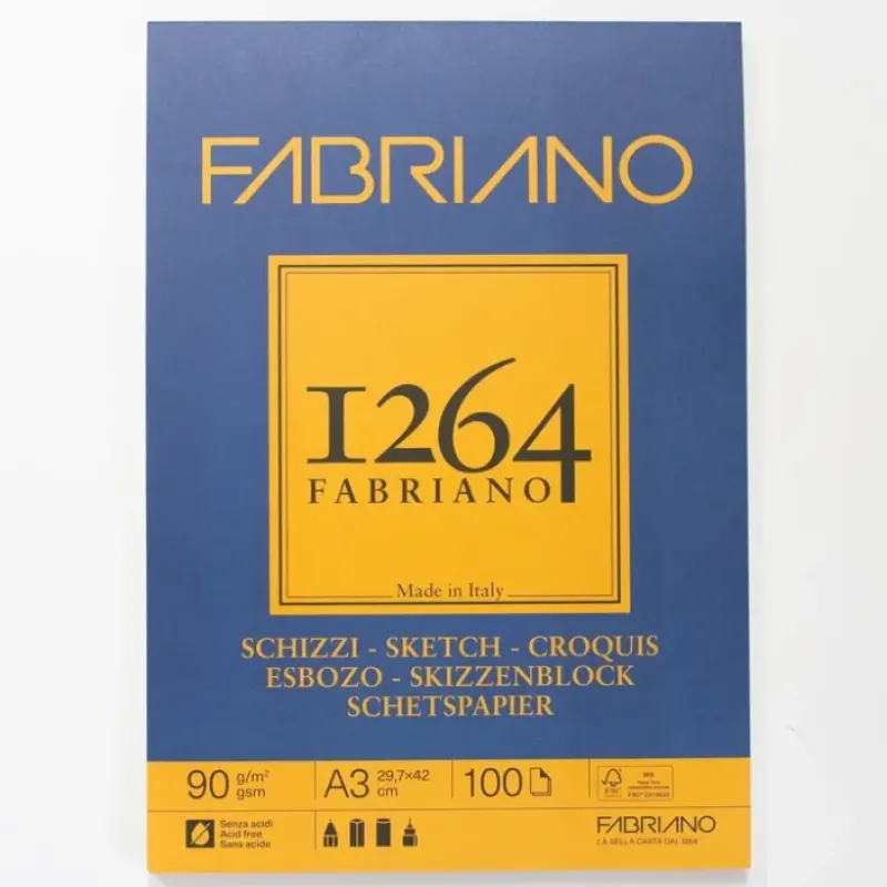Shop All^Fabriano 1264 schetsblok 100 vellen 90gr/m 29,7x42cm (A3) - Little Painter Art | Exploring the Endless Possibilities of Art
