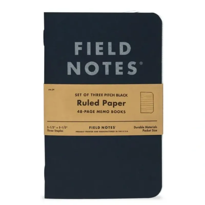 Shop All^Field Notes Pitch Black Memo Books 3pk Ruled - Little Painter Art | Exploring the Endless Possibilities of Art