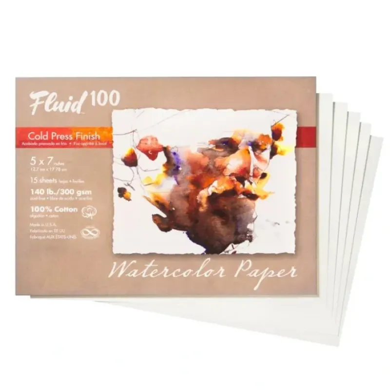 Hot^Fluid100 Cold Press Watercolour Paper Pochette 15pk 5x7" 140lb - Little Painter Art | Exploring the Endless Possibilities of Art