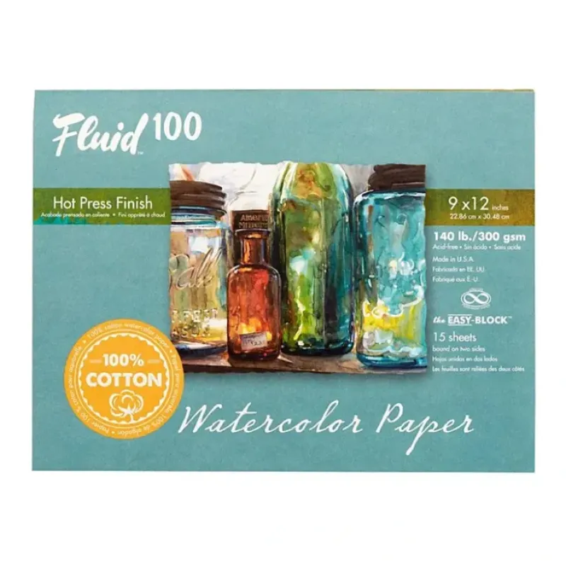 Shop All^Fluid100 Hot Pressed Watercolour Block 9"x12" 140lb - Little Painter Art | Exploring the Endless Possibilities of Art