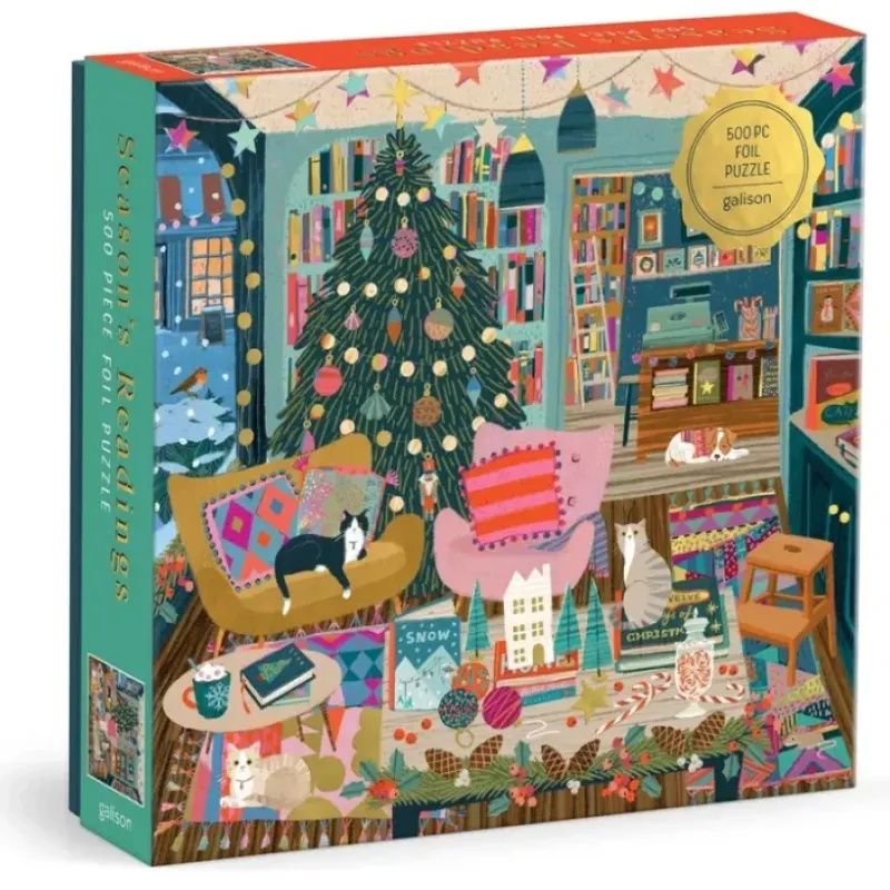 Shop All^Galison 500pc Foil Puzzle - Season's Readings - Little Painter Art | Exploring the Endless Possibilities of Art