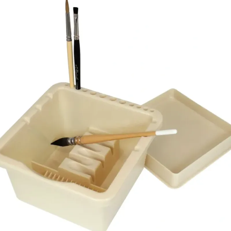 Brush^Global Plastic Brush Stand with Basin and Lid - Little Painter Art | Exploring the Endless Possibilities of Art