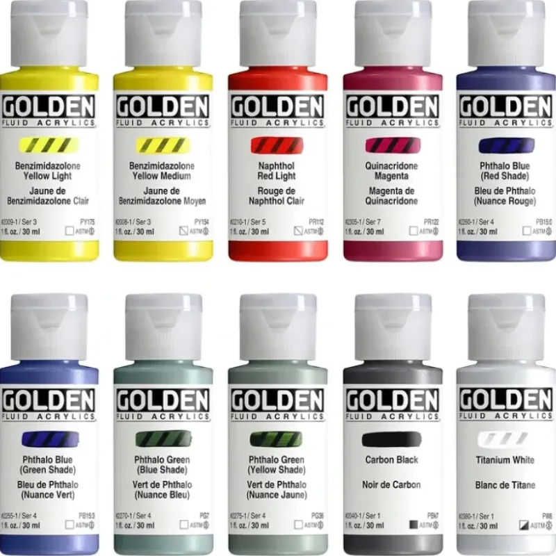 Pigment^GOLDEN Fluid Acrylic Mixing Set 10 x 30ml - Little Painter Art | Exploring the Endless Possibilities of Art