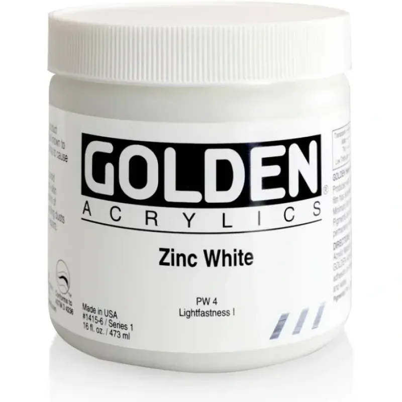 Pigment^Golden Heavy Body Acrylic Paint 16oz Zinc White - Little Painter Art | Exploring the Endless Possibilities of Art