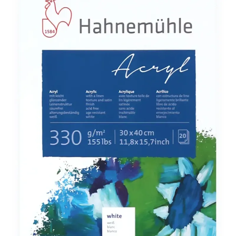 Shop All^Hahnemhle Acryl 330 Artist Paper Block - 330gsm - 30x40cm - 20 Sheets - Little Painter Art | Exploring the Endless Possibilities of Art