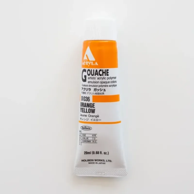 Shop All^Holbein Acryla Gouache D036 A 'Orange Yellow' - Little Painter Art | Exploring the Endless Possibilities of Art