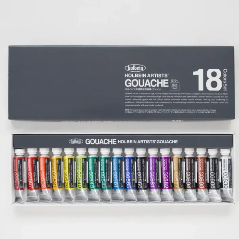 Pigment^Holbein Artists' Gouache set 18 5ml - Little Painter Art | Exploring the Endless Possibilities of Art