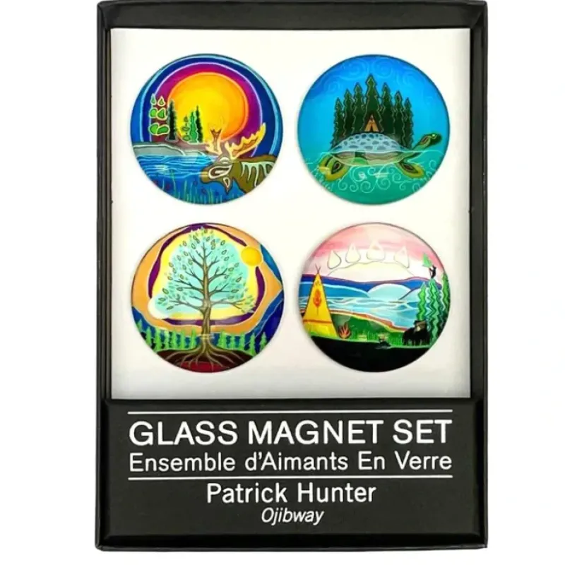 Hot^Indigenous Collection Glass Magnet Set of 4 - Patrick Hunter - Little Painter Art | Exploring the Endless Possibilities of Art