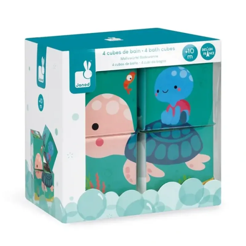 Hot^Janod Bath Toy - 4pk Cubes - Little Painter Art | Exploring the Endless Possibilities of Art