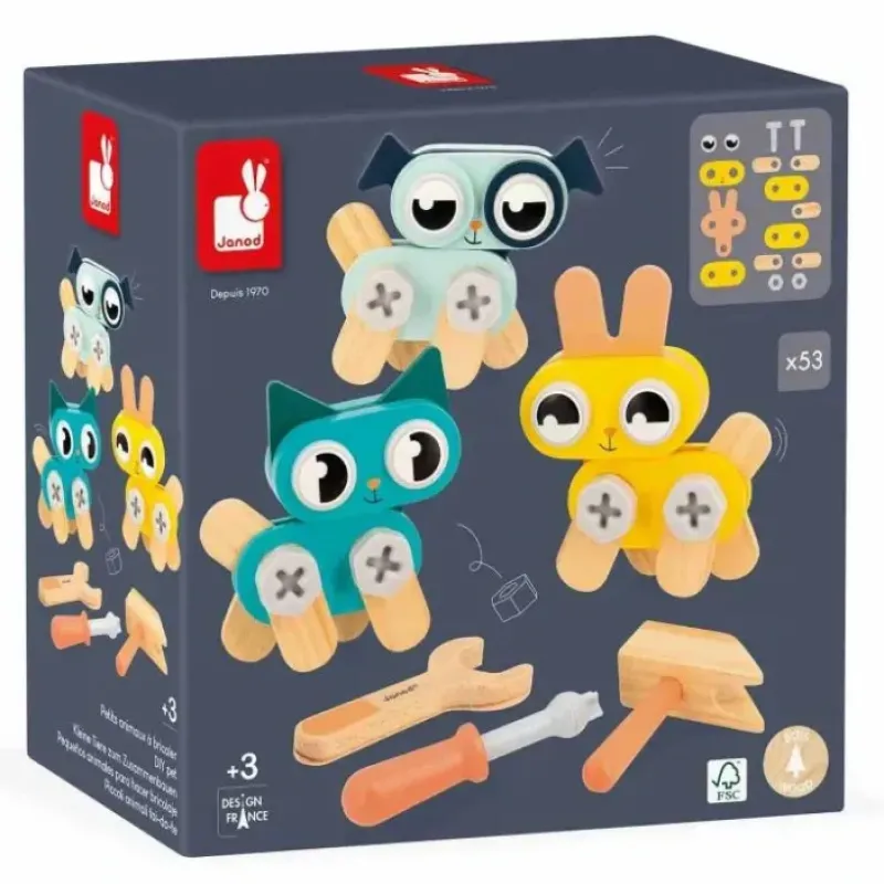 Hot^Janod Brico'Kids DIY Wooden Pets Building Kit - Little Painter Art | Exploring the Endless Possibilities of Art