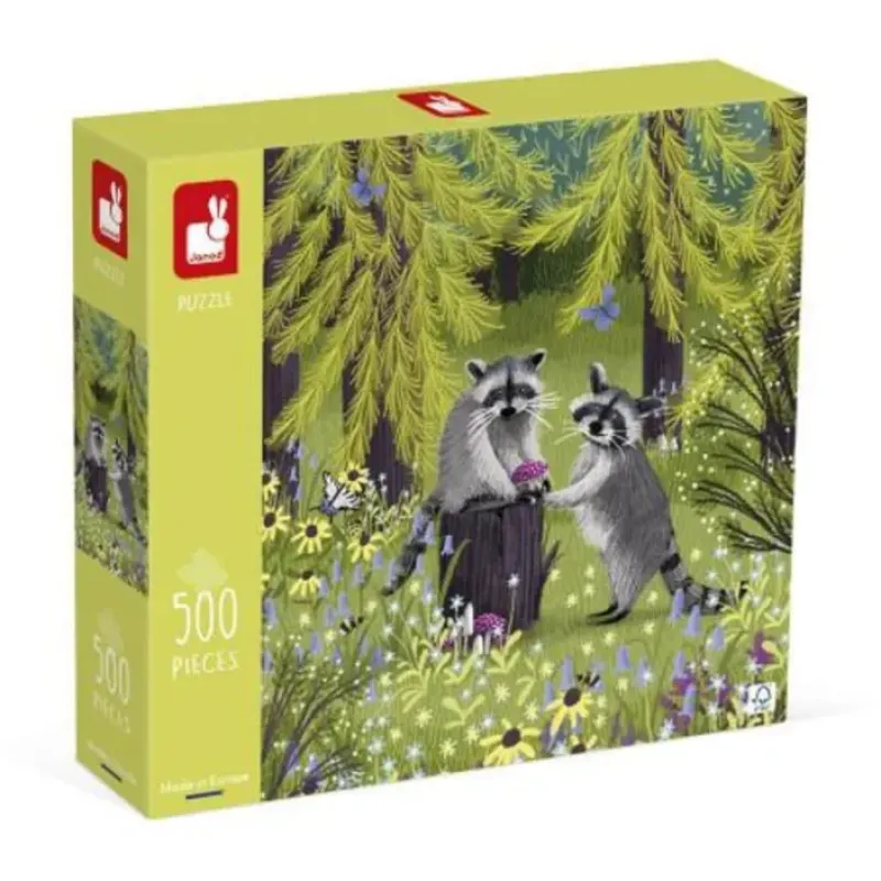 Hot^Janod 500pc Puzzle - Raccoon Bandits - Little Painter Art | Exploring the Endless Possibilities of Art