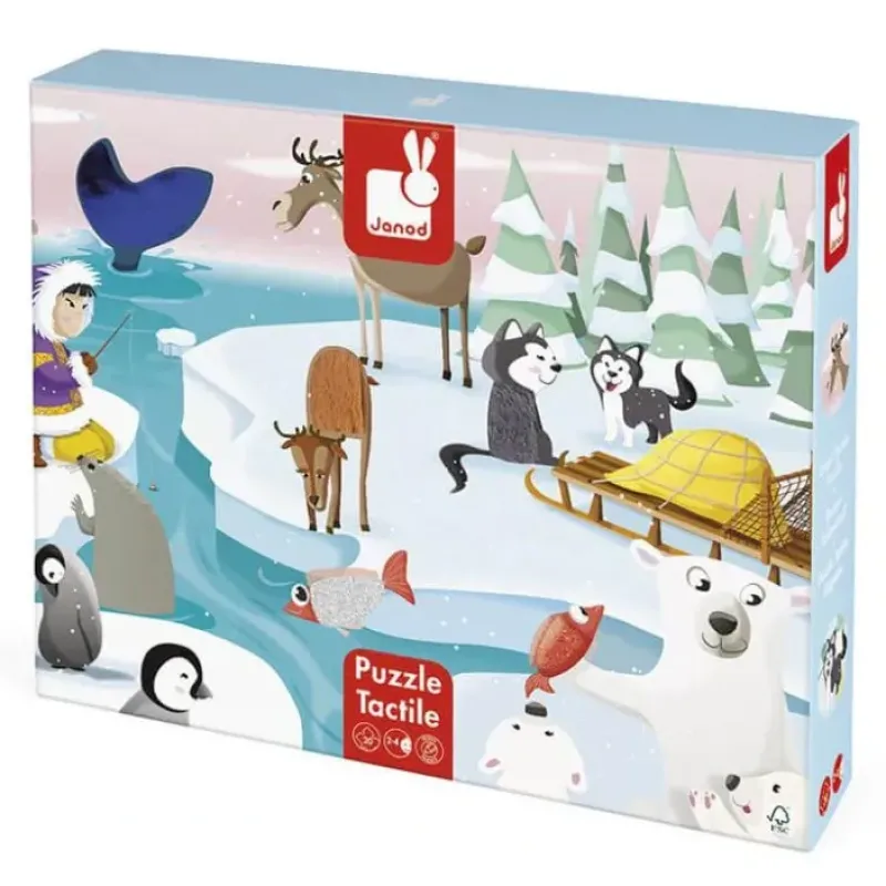 Hot^Janod 20pc Tactile Puzzle - Life On the Ice - Little Painter Art | Exploring the Endless Possibilities of Art