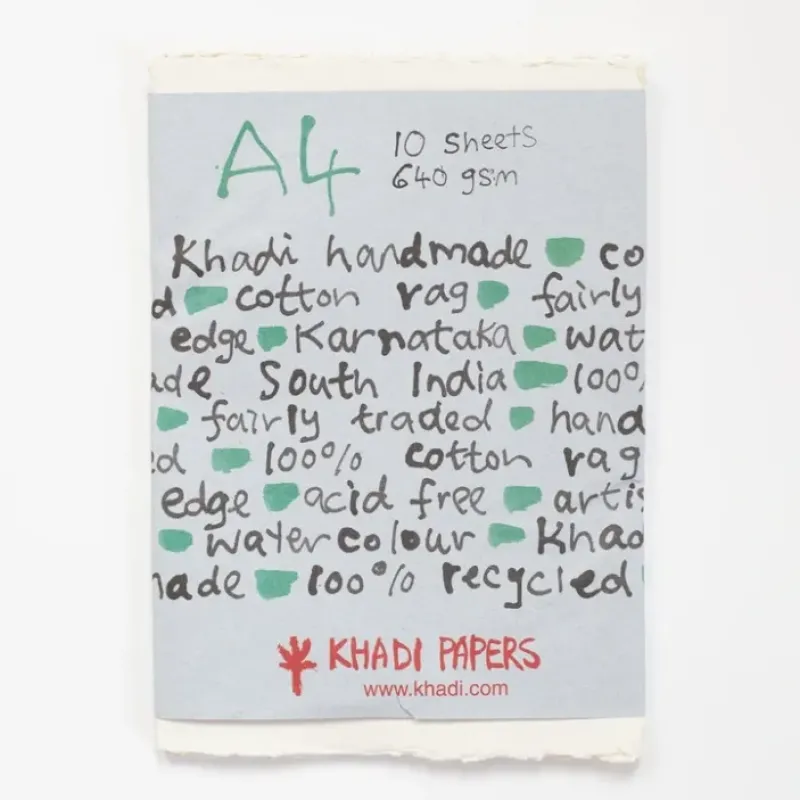 Shop All^Khadi White rag paper 640gr 10 sheets 21x30cm A4 - Little Painter Art | Exploring the Endless Possibilities of Art