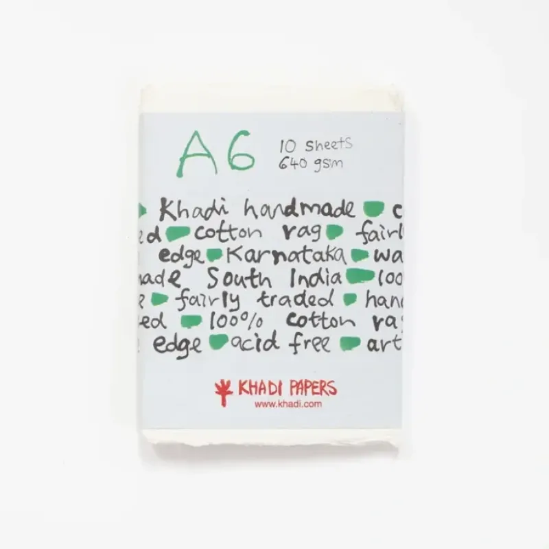 Shop All^Khadi White rag paper 640gr 10 sheets 11x15cm A6 - Little Painter Art | Exploring the Endless Possibilities of Art