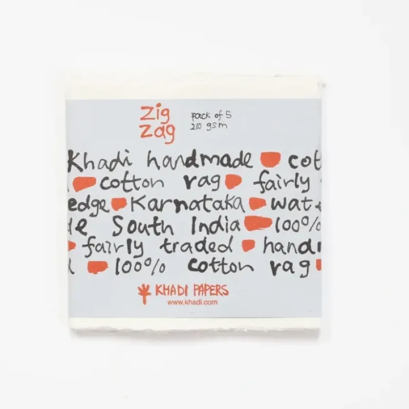 Shop All^Khadi White rag paper Zigzag 210gr 5 sheets 15x15cm - Little Painter Art | Exploring the Endless Possibilities of Art