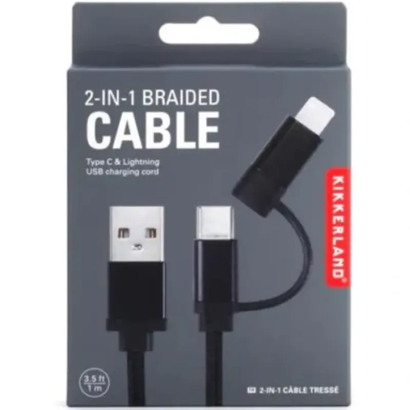 Shop All^Kikkerland 2-in-1 Braided USB-C & Lightning Cable, Black - Little Painter Art | Exploring the Endless Possibilities of Art