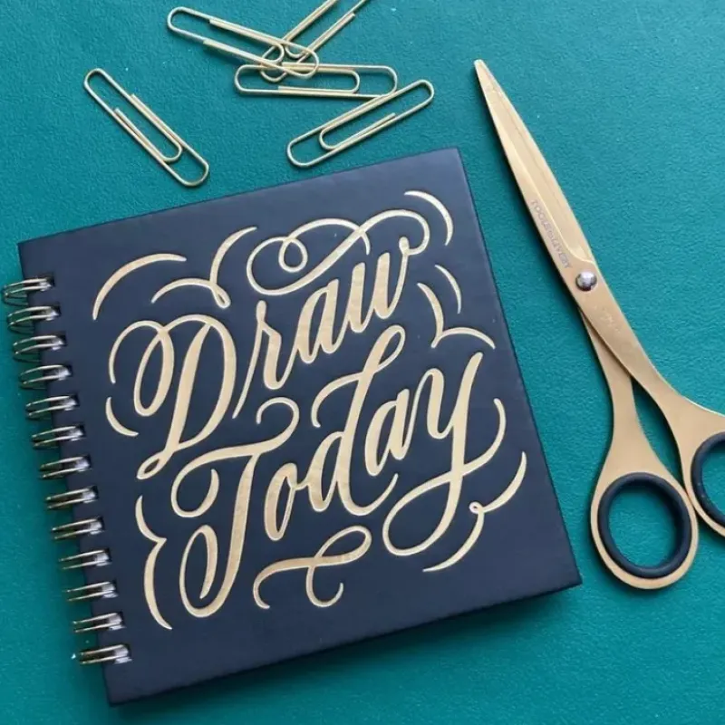 Hot^Love Lettering Mini Gold Coilbound Dot Grid Sketchbook - Little Painter Art | Exploring the Endless Possibilities of Art